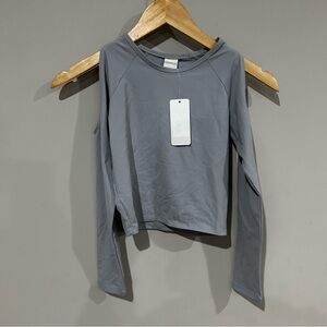 L Space Swimwear Sunlit Swim Top Size Small Grey Long-sleeve NWT